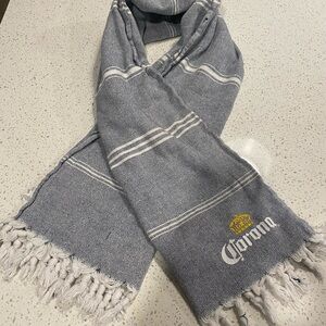 Corona Blue & White Scarf with Fringe